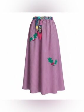 Chocolate Soup Christmas Skirt Maxi Sz 10 Red White Stripes Poinsettias 90’s Vtg